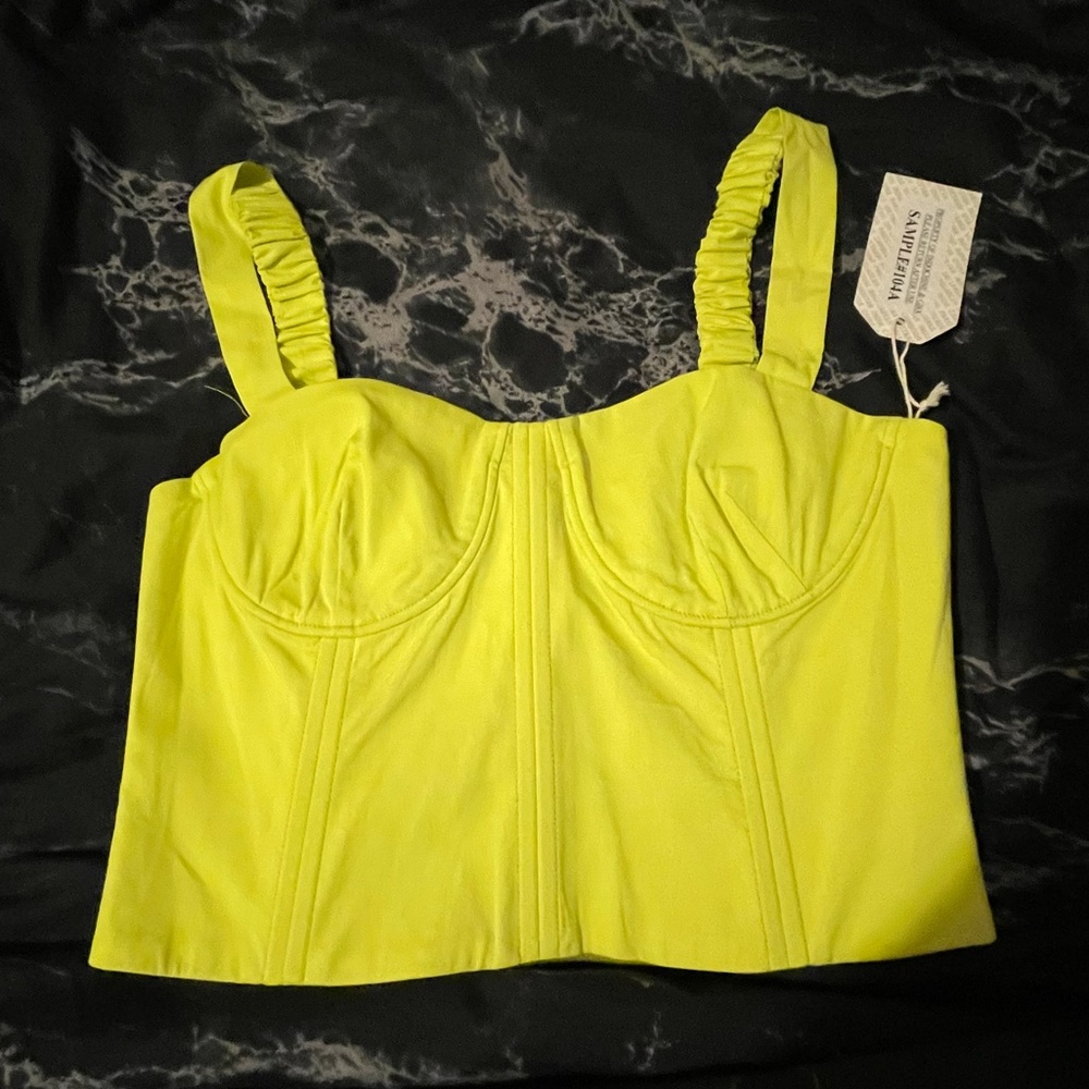 Neon yellow green bustier Kendall + Kylie sample